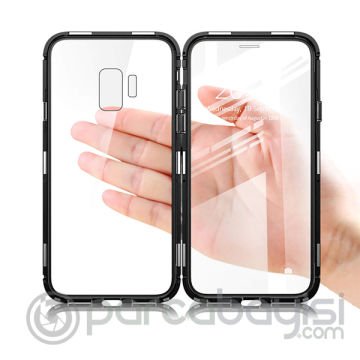 Galaxy S9 Mıknatıslı 360 Koruma Arkası Cam Metal Frame Kılıf