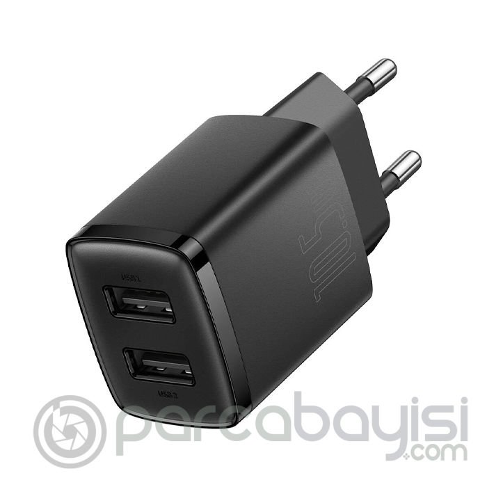 Baseus Compact Dual USB Çıkışlı 10.5W Hızlı Şarj Cihazı