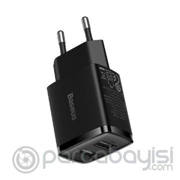 Baseus Compact Dual USB Çıkışlı 10.5W Hızlı Şarj Cihazı