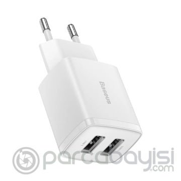Baseus Compact Dual USB Çıkışlı 10.5W Hızlı Şarj Cihazı