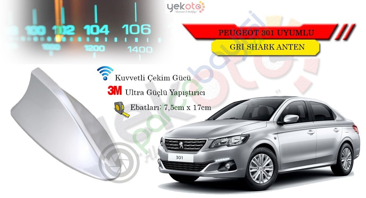 Peugeot 301 Uyumlu Gri Shark Anten Köpek Balığı Anten