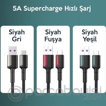 KUULAA USB-Type C Huawei P20,P30 Mate 20 pro 20 lite Supercharge Hızlı Şarj Kablosu
