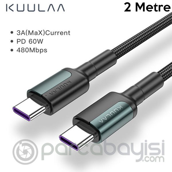 KUULAA Type C Type-C PD 60W QC4.0 Hızlı Şarj ve Data Kablosu 2Metre
