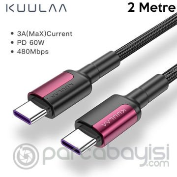 KUULAA Type C Type-C PD 60W QC4.0 Hızlı Şarj ve Data Kablosu 2Metre
