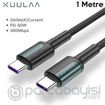 KUULAA Type C Type-C PD 60W QC4.0 Hızlı Şarj ve Data Kablosu 1Metre