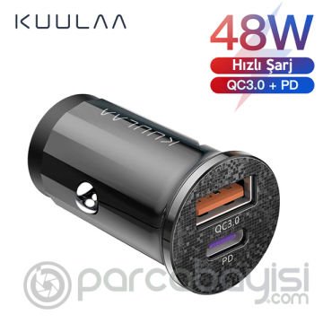 KUULAA 42W USB + Type-C Çift Çıkışlı Mini Hızlı Araç Şarj Cihazı
