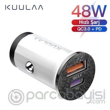 KUULAA 42W USB + Type-C Çift Çıkışlı Mini Hızlı Araç Şarj Cihazı