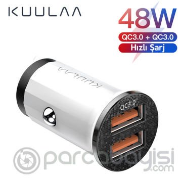 KUULAA 48W Hızlı Şarj QC 3.0 Car Charger Mini Dual USB Araç Şarj