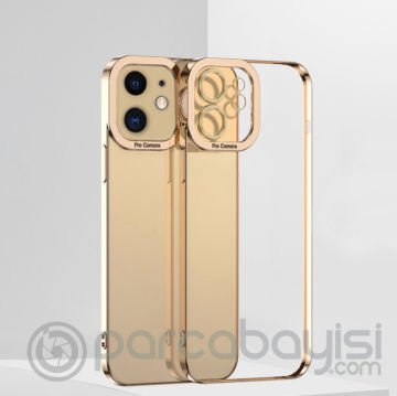 ALLY Fashion Series iPhone 12 Mini 5.4inç Kılıf Renkli Kenar Lazer Çerçeveli Silikon Kılıf