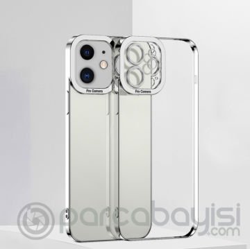 ALLY Fashion Series iPhone 12 Mini 5.4inç Kılıf Renkli Kenar Lazer Çerçeveli Silikon Kılıf