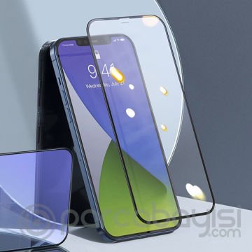 Baseus İPhone 12 Pro Max 6.7 0.3MM Full Anti Blue Light Tempered Cam Ekran Koruyucu 2Adet Set