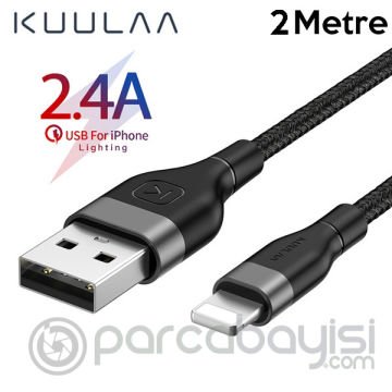 KUULAA-Kfl İPhone 11, XS XR 8-7 Lightning Usb Şarj Kablosu 2Metre