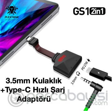 PLEXTONE GS1 USB C to 3.5mm Kulaklık Adeptörü Hızlı Şarj Portu Pad pro 2021 -2020-2018