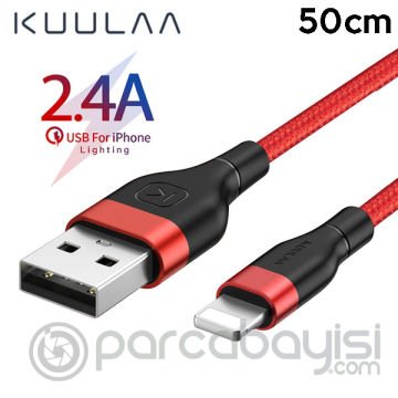 KUULAA-Kfl İPhone 11, XS XR 8-7 0.50CM Kısa Powerbank Şarj Kablosu