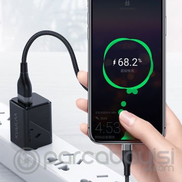 KUULAA-Kfl İPhone 11, XS XR 8-7 0.50CM Kısa Powerbank Şarj Kablosu