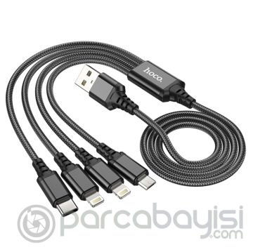 HOCO X76 4in1 Type-C + iPhone Lightning + Micro USB 2A Şarj Kablosu