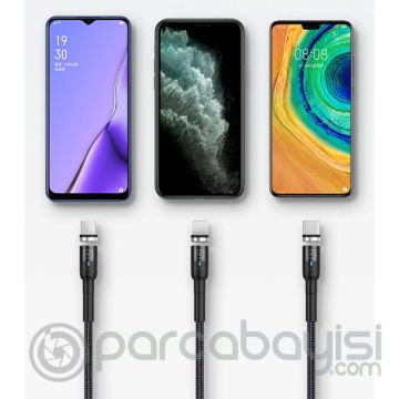 KUULAA 1M Magnetic-Mıknatıslı Usb Şarj Kablosu 3 Başlık（iPhone+Type-C+Micro