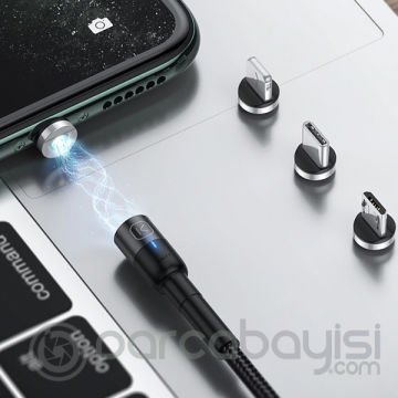 KUULAA 1M Magnetic-Mıknatıslı Usb Şarj Kablosu 3 Başlık（iPhone+Type-C+Micro