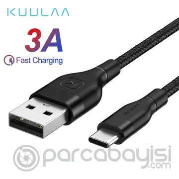 KUULAA Nylon Usb Type C 3.0 Hızlı Şarj Usb Şarj Kablosu 1Metre