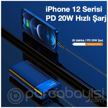 KUULAA 20000mAh 22.5W Hızlı Şarj Power Bank Type-C PD Renkli ekran