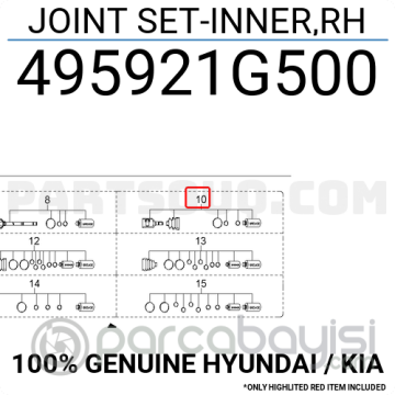 Kia Rio Aks Kafa Seti İç Sağ Orjinal | 495921G500