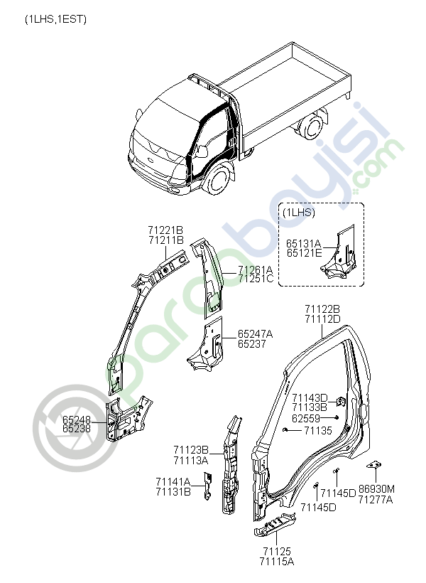 Bongo Kapı Direk Alt İç Sacı Sol Orjinal | 652384E000