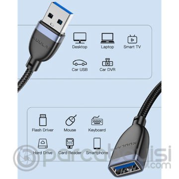 KUULAA USB3.0 2A Male to Female 15cm Dişi-Erkek Dönüştürücü Kablo