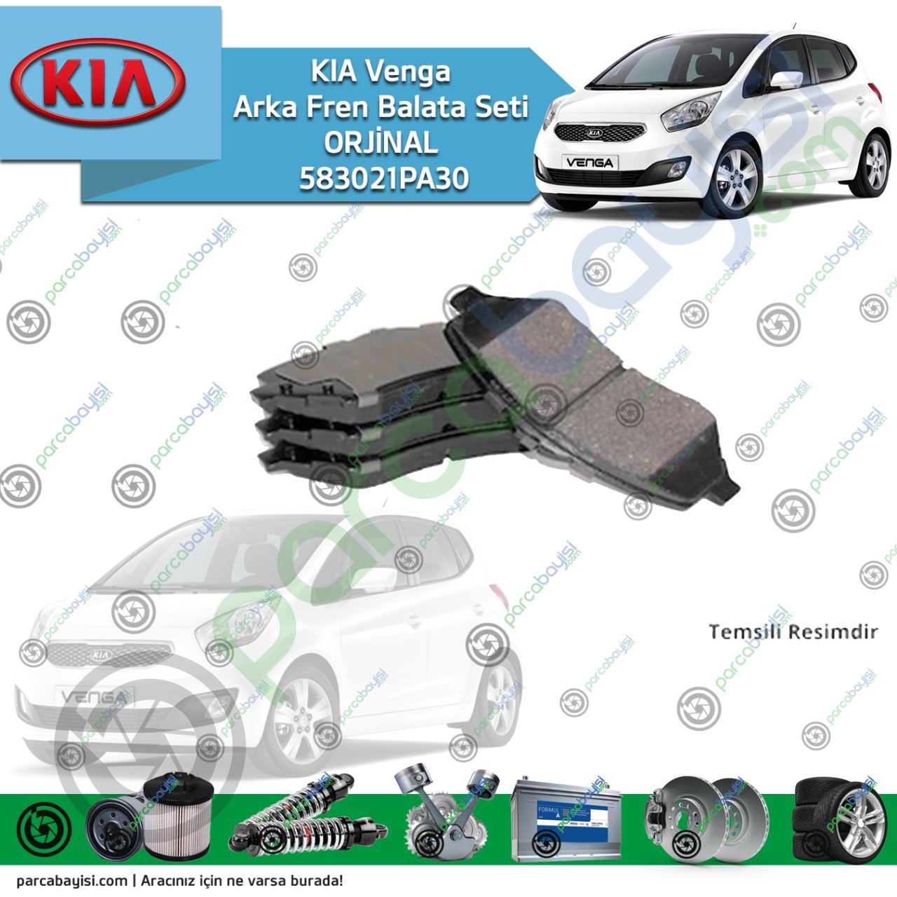 Kia Venga Arka Fren Balata Seti Orjinal | 583021Pa30