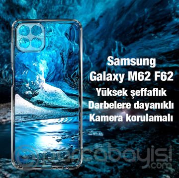 Ally SM Galaxy M62 F62 Kılıf Kamera Korumalı Ultra İnce Şeffaf Kılıf