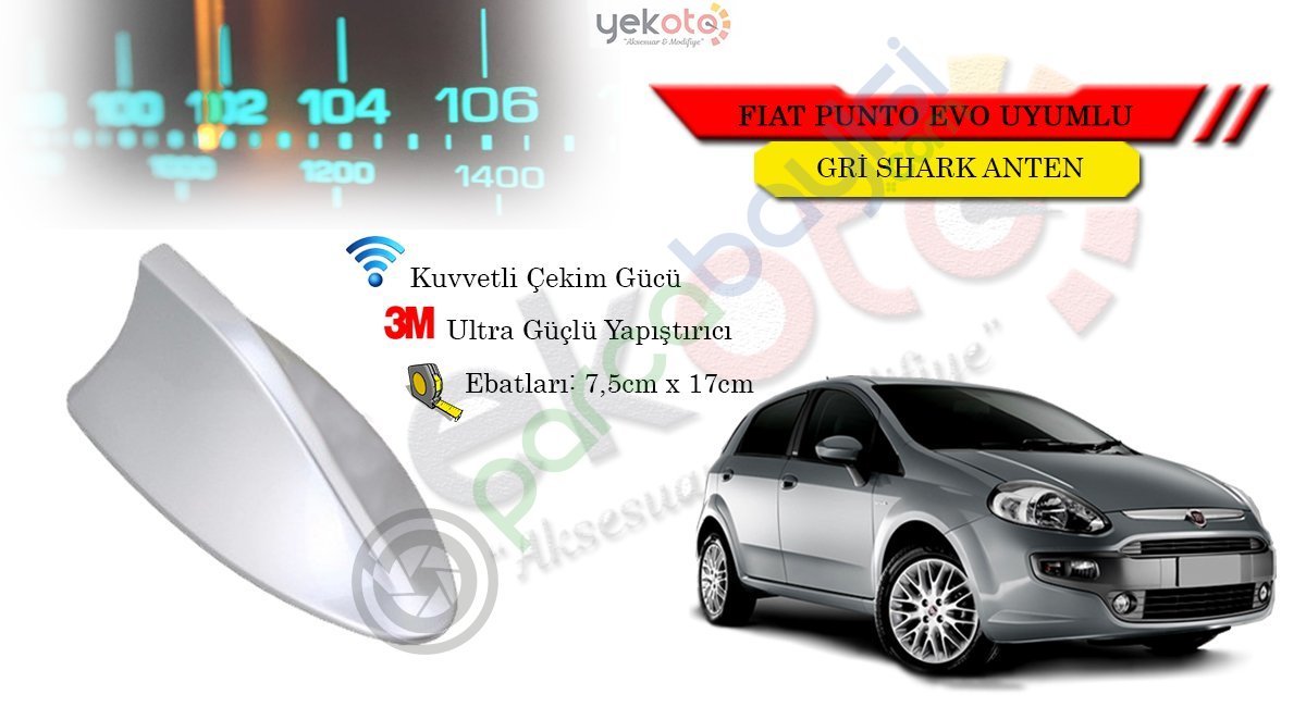 Fiat Punto Evo Uyumlu Gri Shark Anten Köpek Balığı Anten