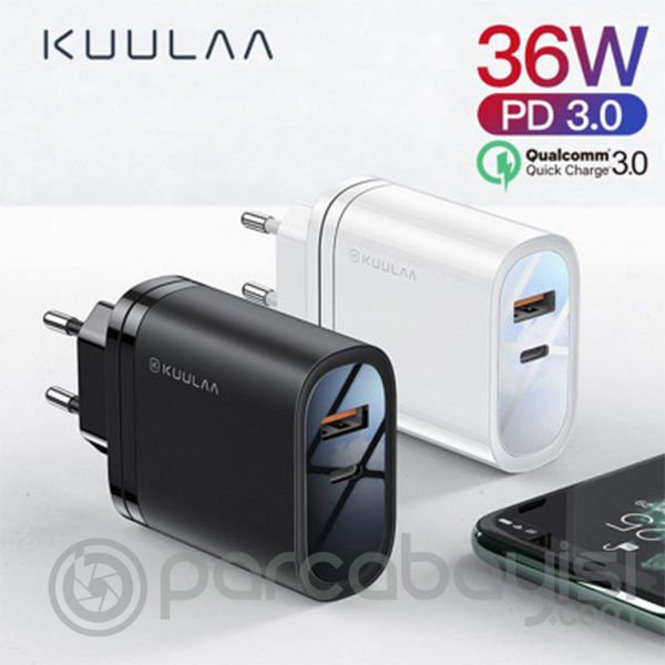 KUULAA 1 Usb QC3.0 1 PD 36W Universal Hızlı Şarj Başlık