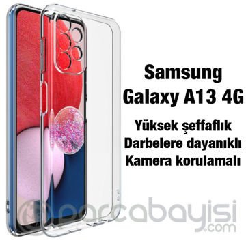 Ally SM Galaxy A13 4G Kılıf Kamera Korumalı Ultra İnce Şeffaf Silikon