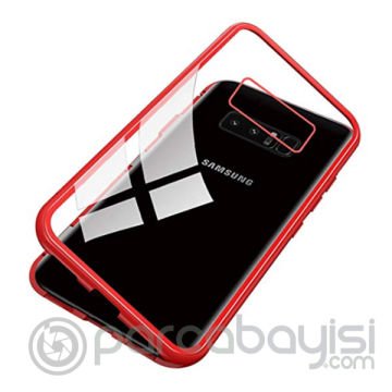 Sm Galaxy S10e Mıknatıslı 360 Koruma Arkası Cam Metal Frame Kılıf