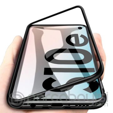 Sm Galaxy S10e Mıknatıslı 360 Koruma Arkası Cam Metal Frame Kılıf