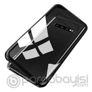 Sm Galaxy S10 Mıknatıslı 360 Koruma Arkası Cam Metal Frame Kılıf