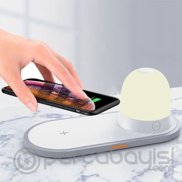 Ally Kablosuz Wireless Şarj Cihazı+Gece Lambası