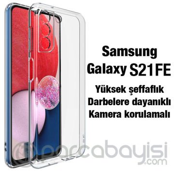 Ally SM Galaxy S21 FE Kılıf Kamera Korumalı Ultra İnce Şeffaf Silikon Kılıf