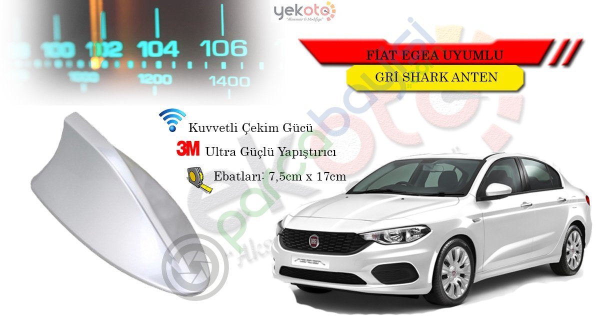 Fiat Egea Uyumlu Gri Shark Anten Köpek Balığı Anten