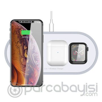 ALLY 3in1 Wireless Kablosuz Şarj iPhone+iWatch+AirPods