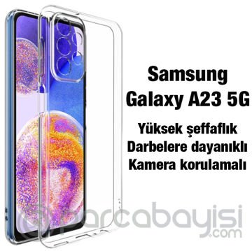 Ally SM Galaxy A23 5G Kılıf Kamera Korumalı Ultra İnce Şeffaf Silikon Kılıf