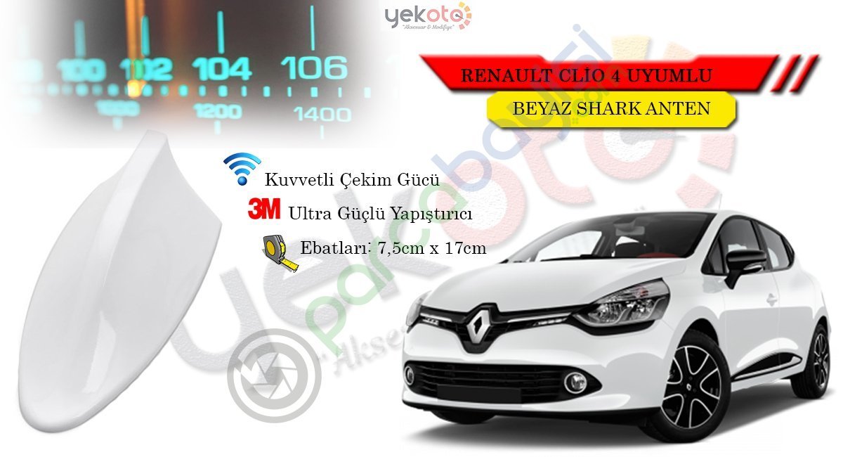 Renault Clio 4 Uyumlu Beyaz Shark Anten Köpek Balığı Anten