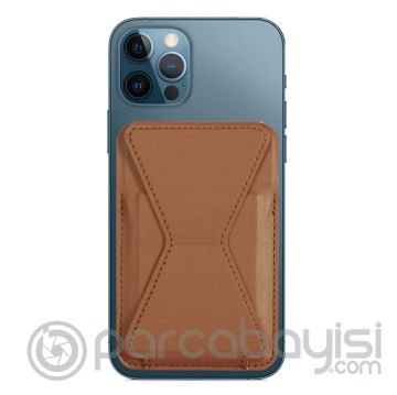 ALLY İPhone 13-12ler İçin Standlı Deri Cüzdan Magsafe Kartlık Cüzdan Kılıf