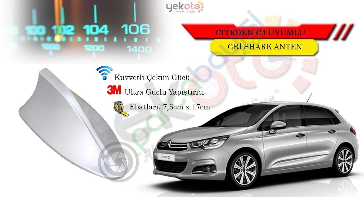 Citroen C4 Uyumlu Gri Shark Anten Köpek Balığı Anten