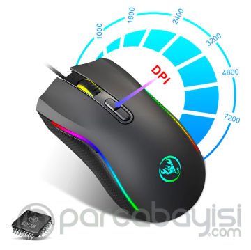 HXSJ A869 7200DPI Ayarlanabilir RGB Işık Gaming Oyuncu Mouse