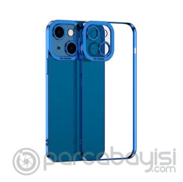 ALLY Fashion Series iPhone 13 6.1inç Kılıf Renkli Kenar Lazer Çerçeveli Silikon Kılıf