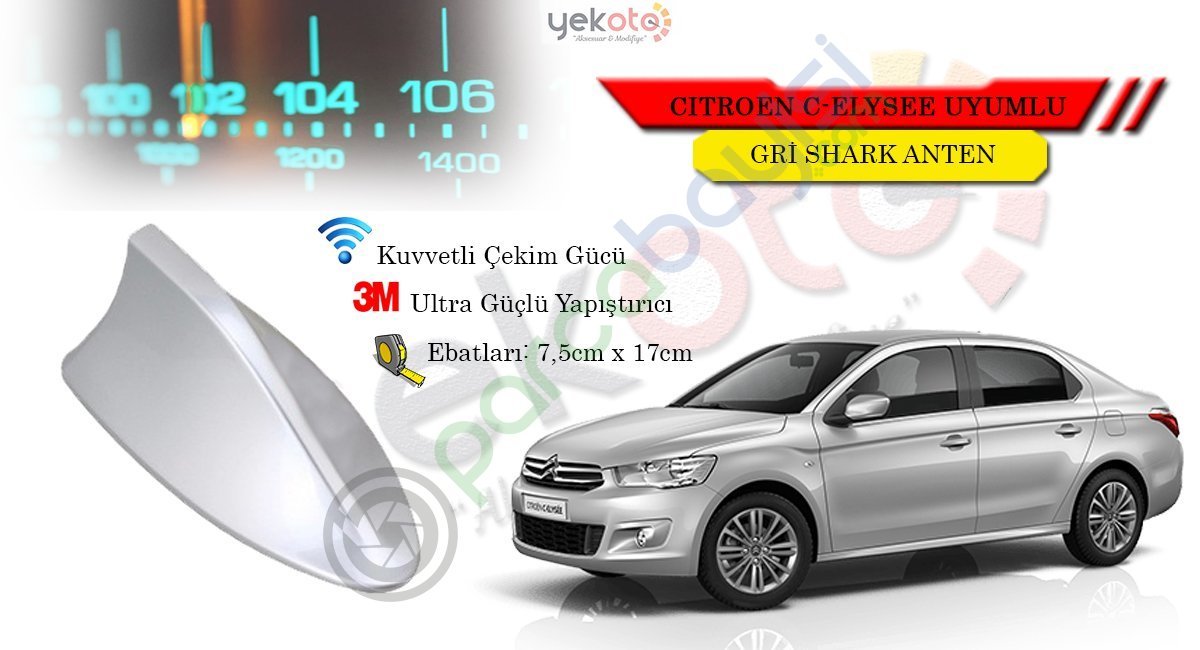 Citroen C-Elysee Uyumlu Gri Shark Anten Köpek Balığı Anten