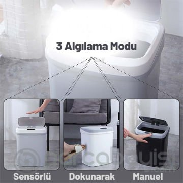 EZERE 16L Akıllı Çöp Kutusu Otomatik Sensörlu Çop Tenekesi Çöp Kovası