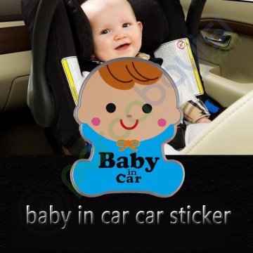 Arabada Bebek Var 3D Sticker Baby In Car 3D Sticker Mavi Bebek Figürlü