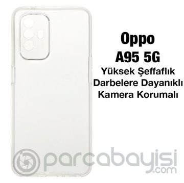Ally OPPO A95 5G Kılıf Kamera Korumalı Ultra İnce Şeffaf Silikon Kılıf