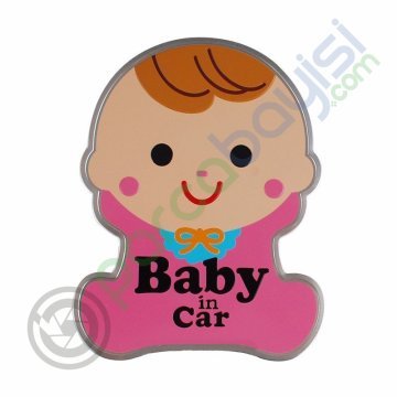 Arabada Bebek Var 3D Sticker Baby In Car 3D Sticker Pembe Bebek Figürlü